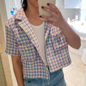Maje Rainbow Cropped Tweed Jacket